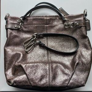 Unusual Coach Pewter Leather Shoulder/Hand Bag